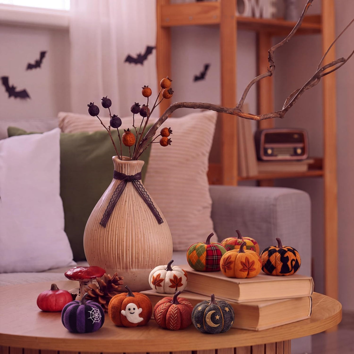 Frienda 16 Set Pumpkin Needle Felting Kits for Fall Halloween Thanksgiving
