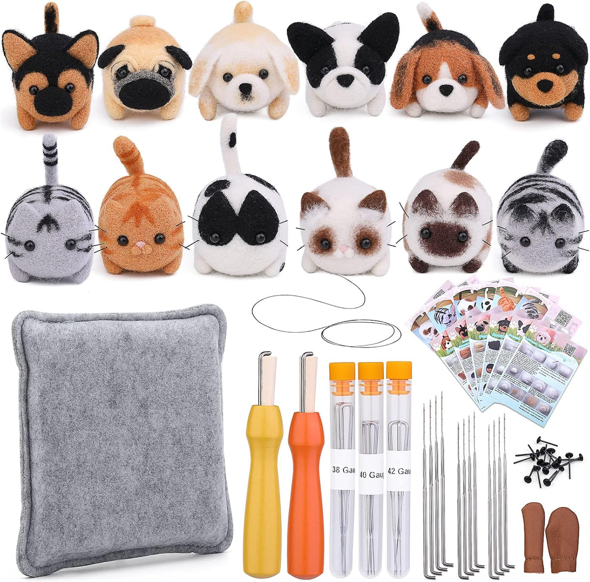 Mayboos Needle Felting Kit, 12 Pcs Doll Making Needle Felting Starter Kit