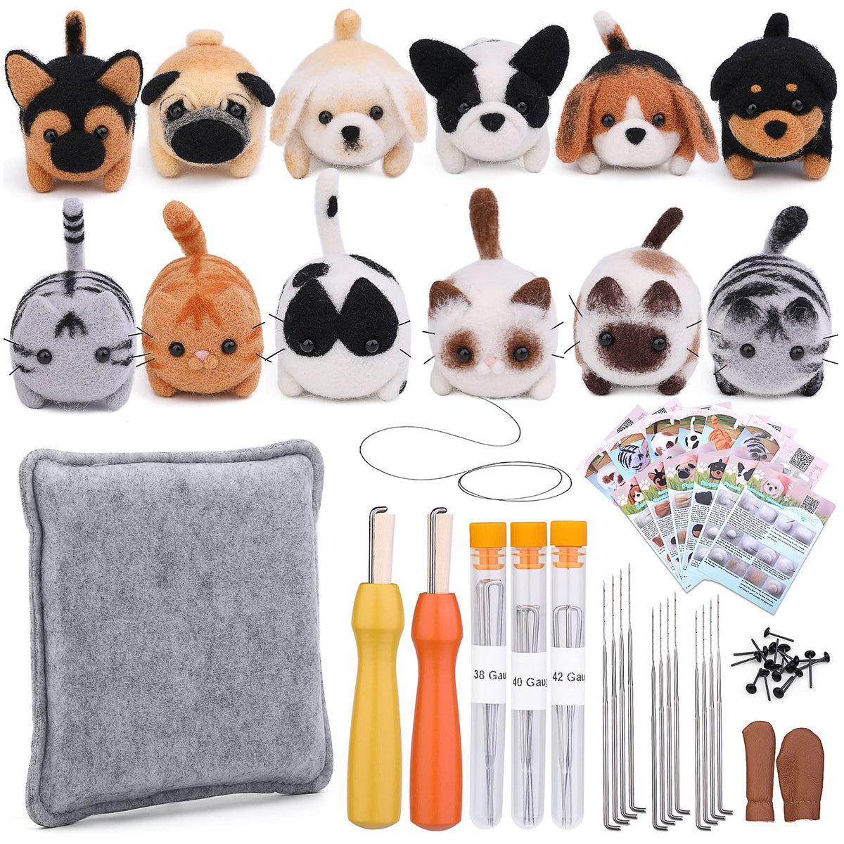 Mayboos Needle Felting Kit, 12 Pcs Doll Making Needle Felting Starter Kit
