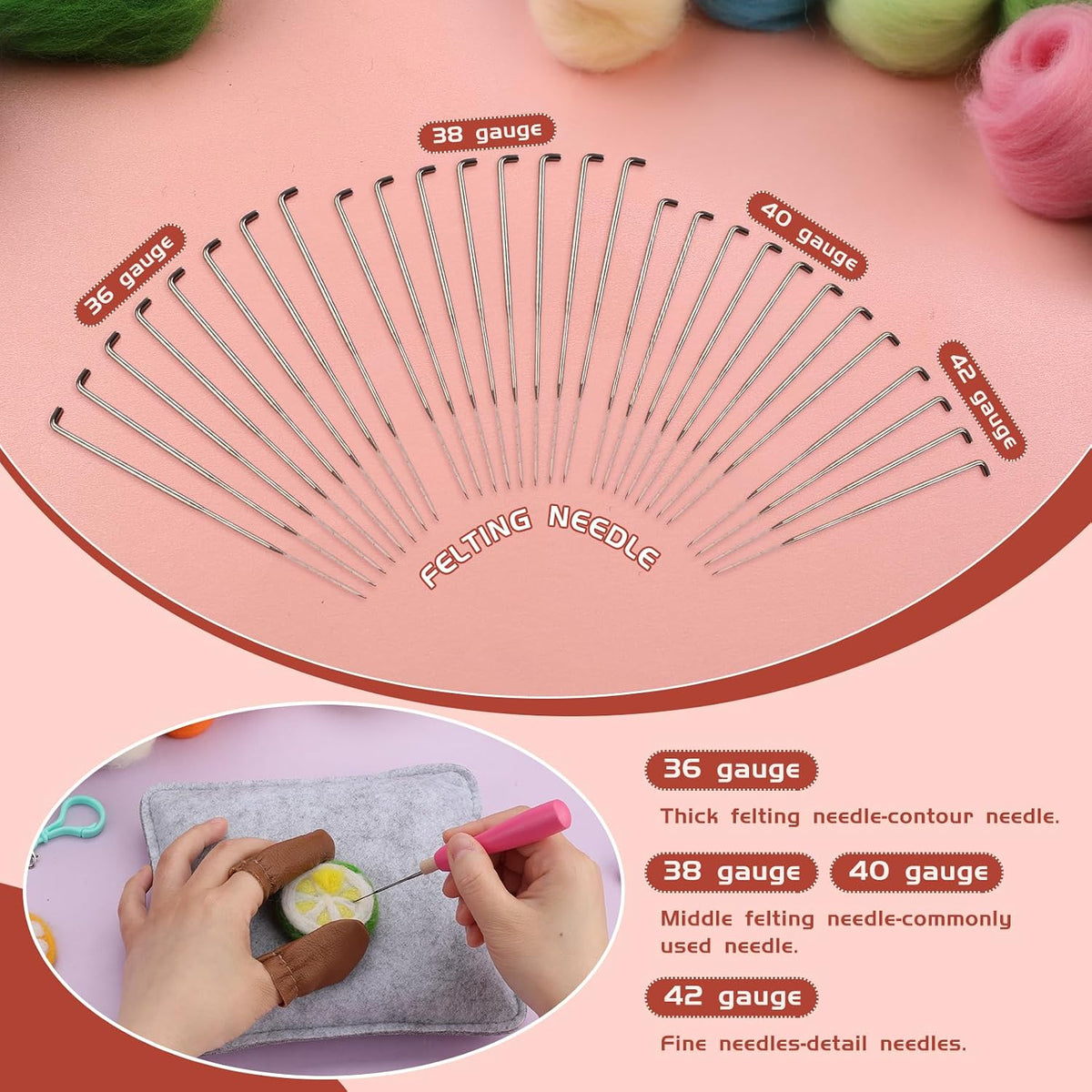 ZXIIXZ 50 Colors Needle Felting Kit, 185 Pcs Felt Kits for Beginners Adult