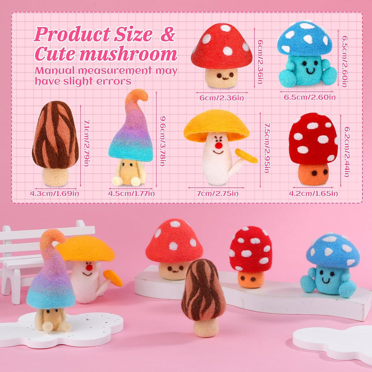 UOOU Needle Felting Kit, Mushroom Wool Felting Kit with Felted Supplies