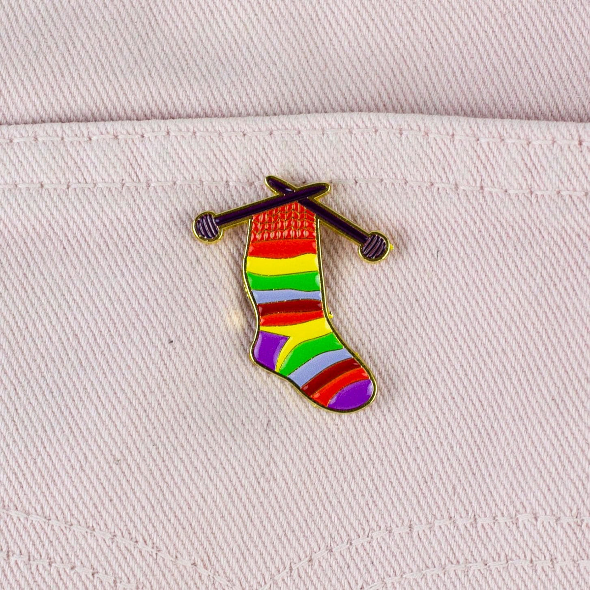 Colorful Knitting Sock Enamel Pin For Knitter Yarn Lover, Knitting Crafter Pin Brooch, Crafting DIY Crocheting Maker Brooch Badge, Handmade Fiber Arts Lapel Badges, Cozy Knitter Gift, Knitwear Jewelry Accessory