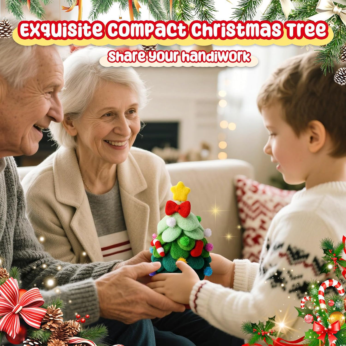 KIDS KING Needle Felting Kit for Handicraft Beginners Teens & Adults – Christmas Tree Felting with Instruction, Material Tools: Wool, Needles, Felting Pad, Home Decorations for Christmas
