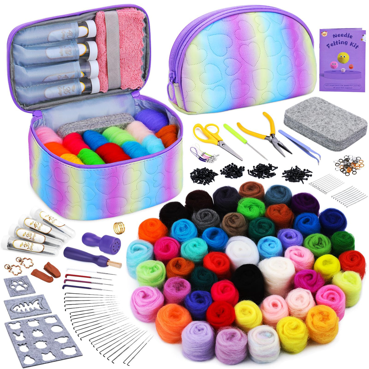 Mayboos Needle Felting Kit, 12 Pcs Doll Making Needle Felting Starter Kit