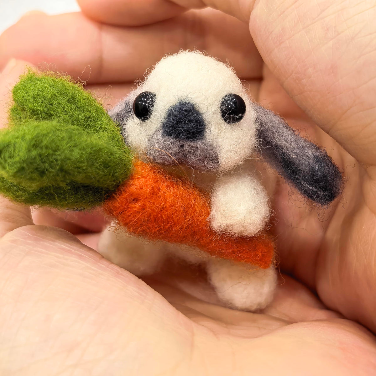 DIY Needle Felting Kit Cute Brown Lop-Eared Bunny Holding Carrot – Needle Felting Starter Kit with Fiber Roving, Needles, Felting Pad & Instructions | Felted Rabbit Kit for Beginners Adults