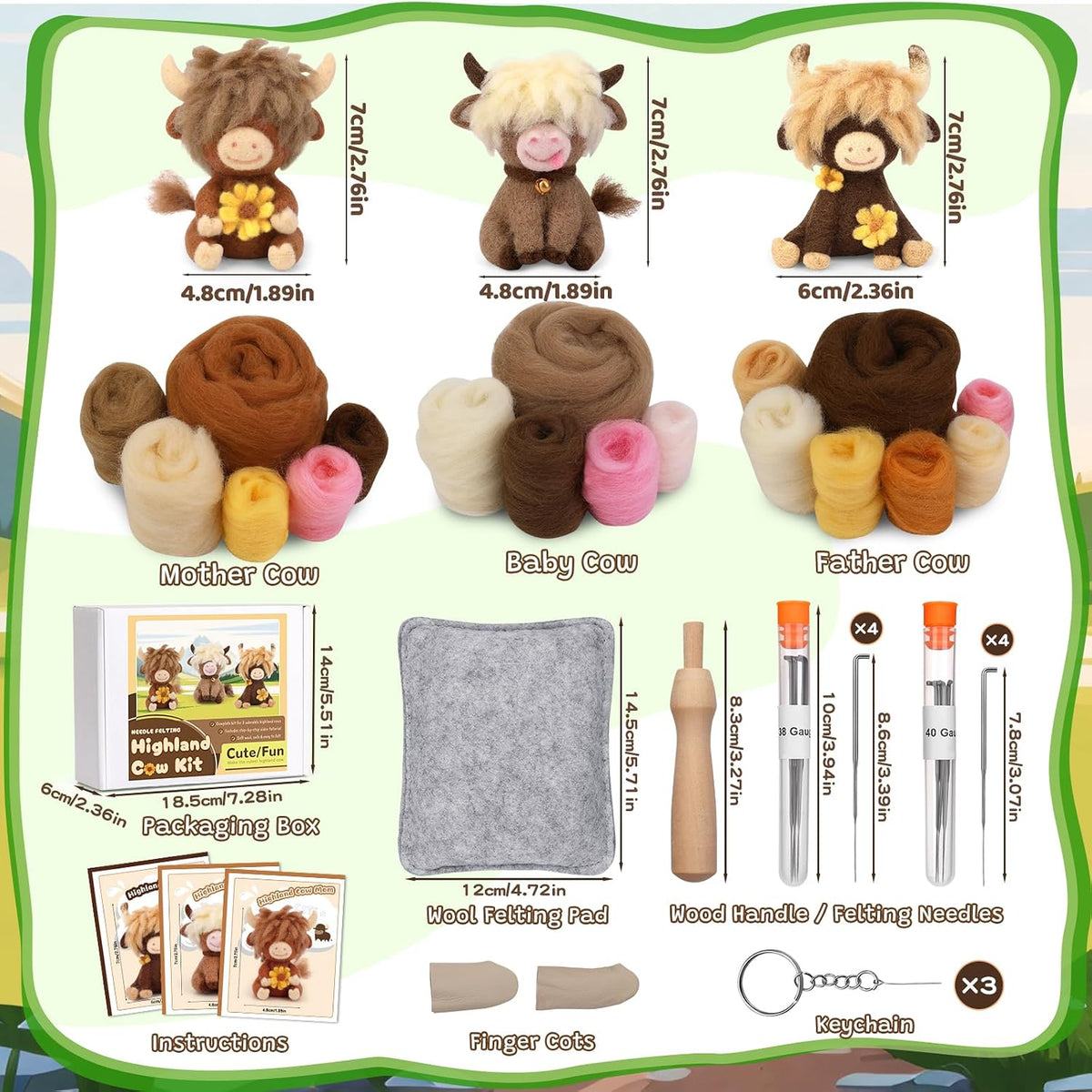 Yizzvb Needle Felting Kit, Wool Needle Felt Beginner Kits Felting Supplies