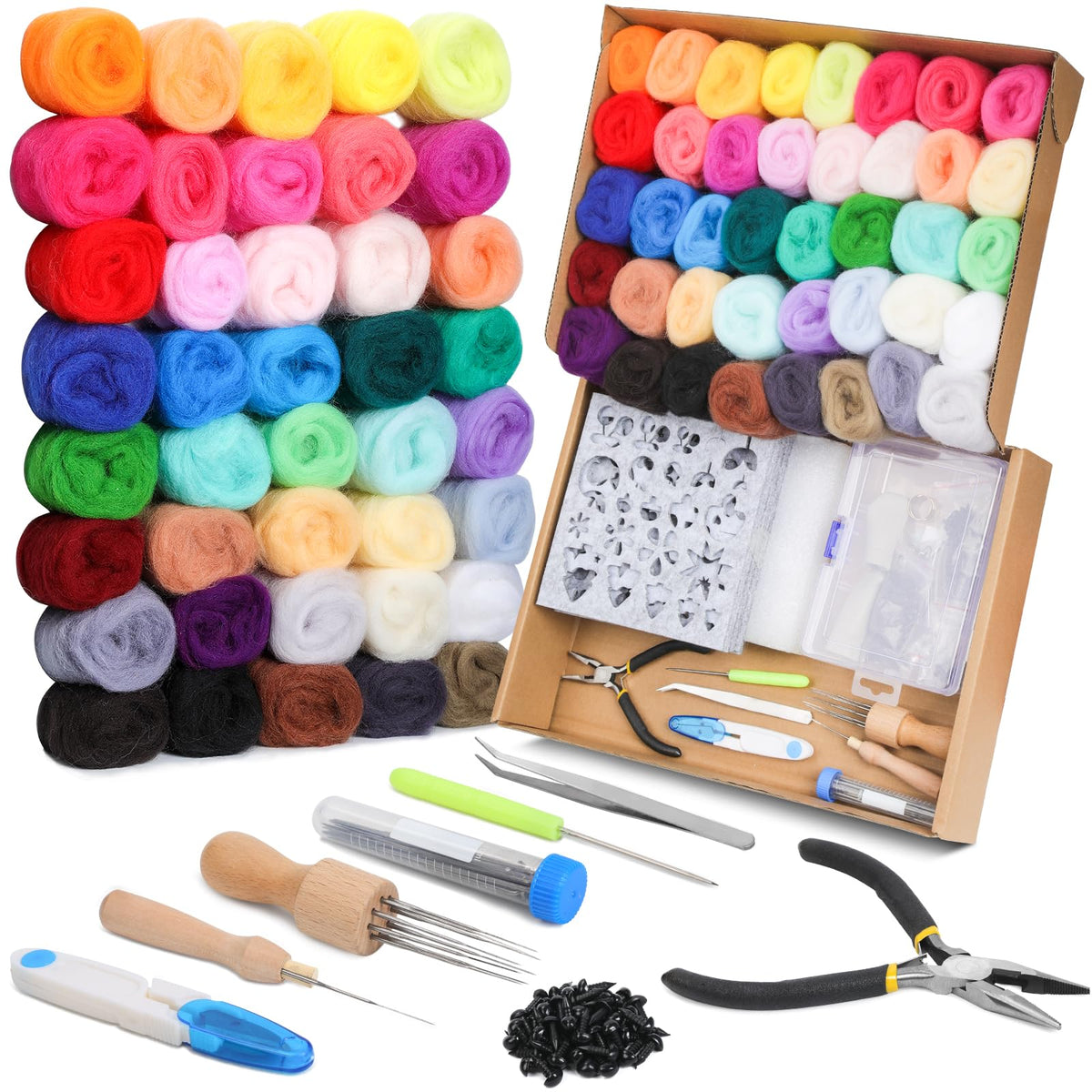 Mayboos Needle Felting Kit, Wool Roving 20 Colors Set