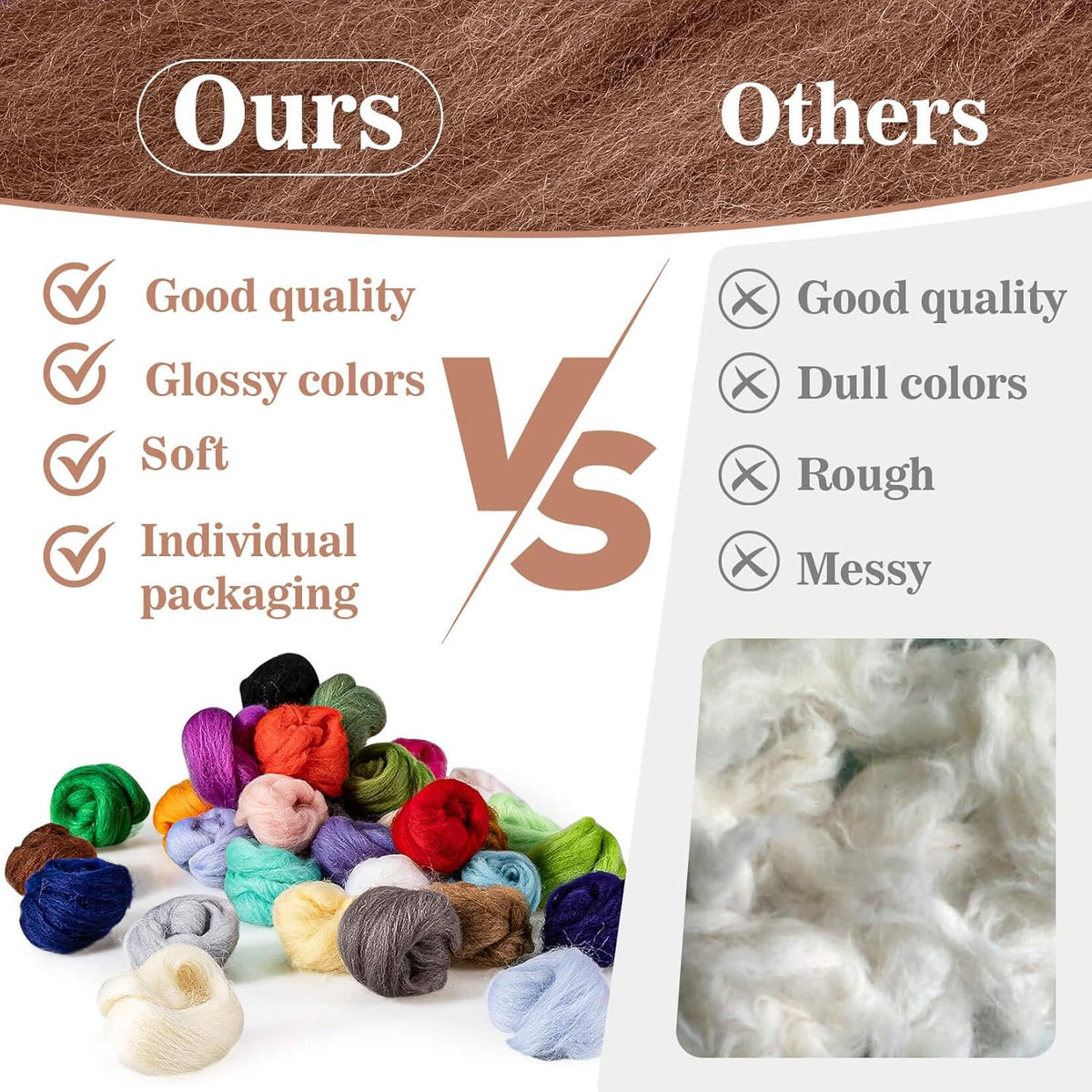 Sukh 40colors Felting Wool Roving - 3g Per Pack Needle Wool Felt for Craft