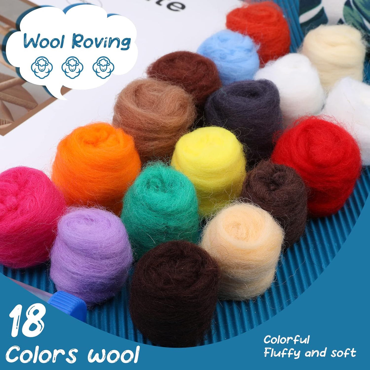 IMZAY Needle Felting Kit 18 Colors Wool Felting Kit Wool Roving Set