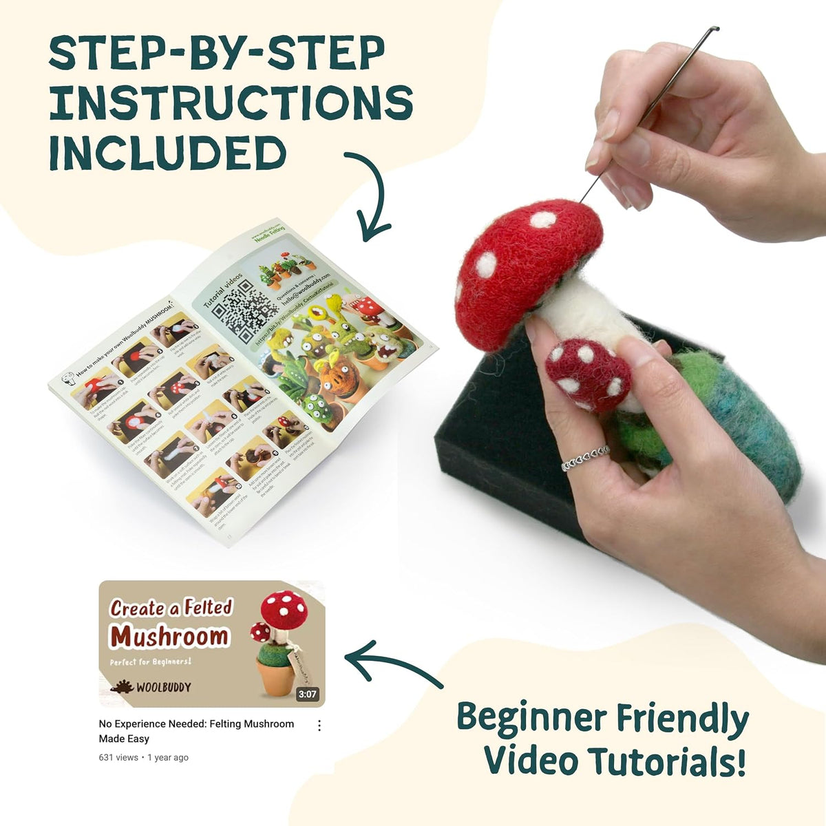 Woolbuddy Needle Felting Kit Starter Set (Cactus & Succulent) for Adults
