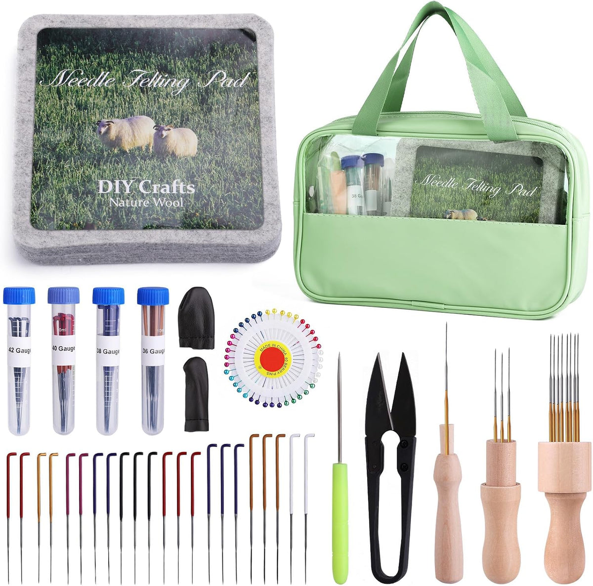 Mayboos Needle Felting Kit, 6"x6" Needle Felting Pad Tools