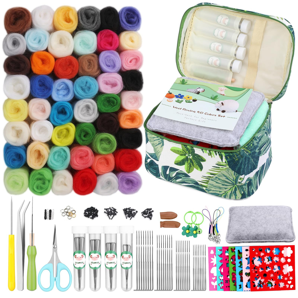 IMZAY Needle Felting Kit 18 Colors Wool Felting Kit Wool Roving Set