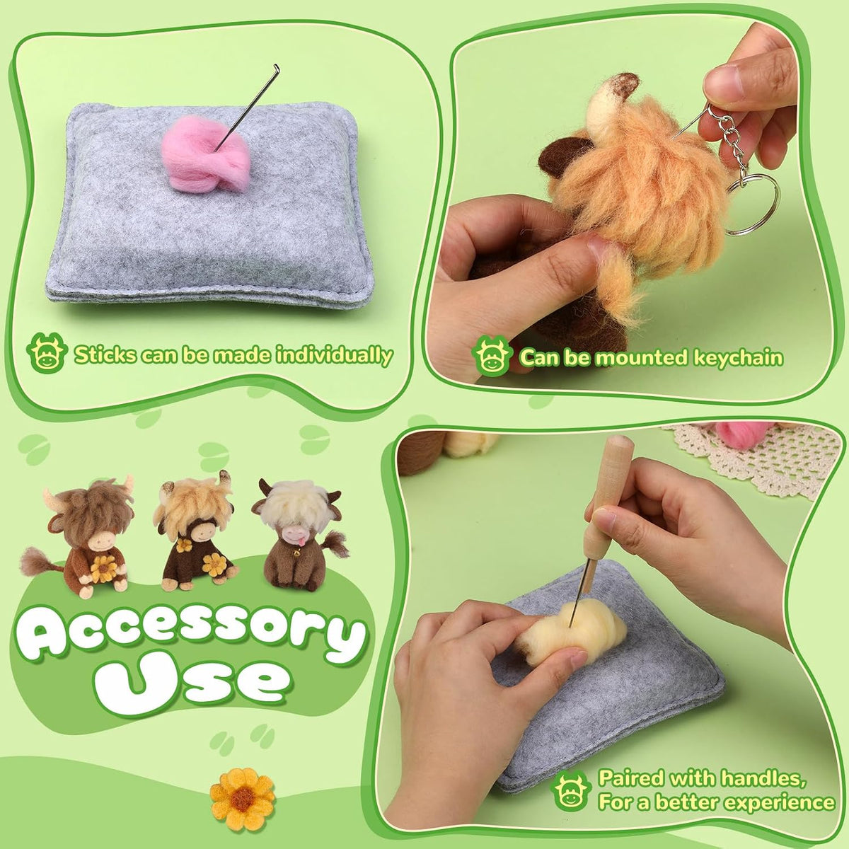 Yizzvb Needle Felting Kit, Wool Needle Felt Beginner Kits Felting Supplies