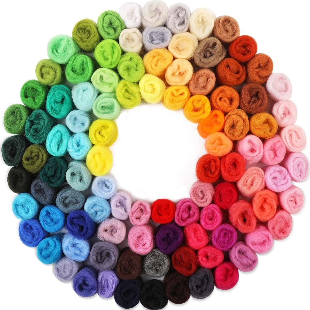 WONVOC 100 Colors Needle Felting Wool, Wool Roving 3g /Color, 10.5 oz Total