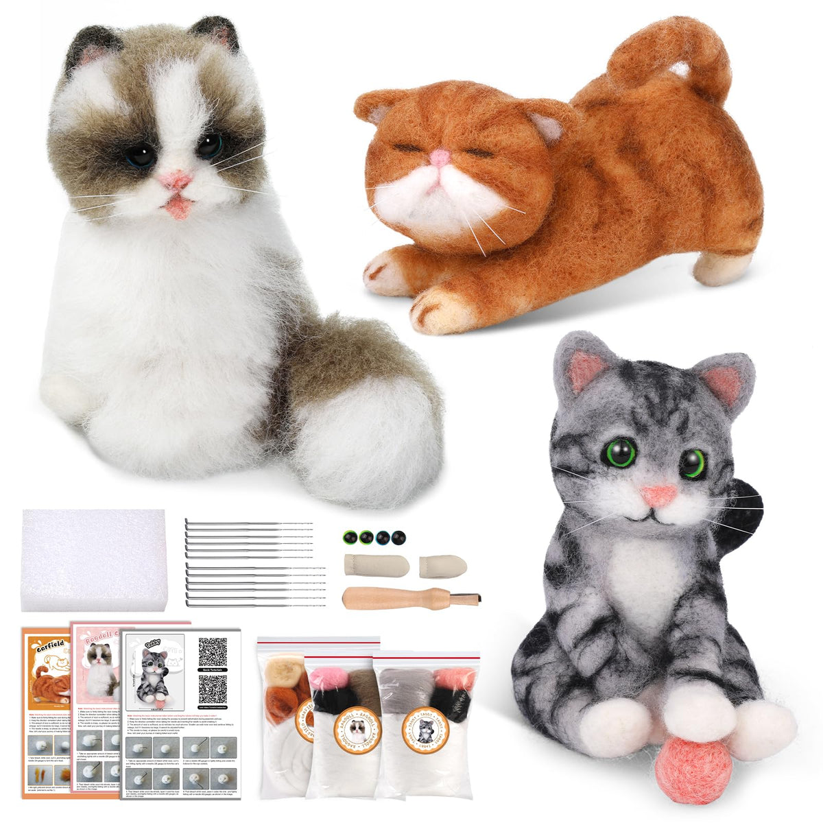 Mayboos 12 Pcs Needle Felting Kit, Felting Kits for Beginners Animal