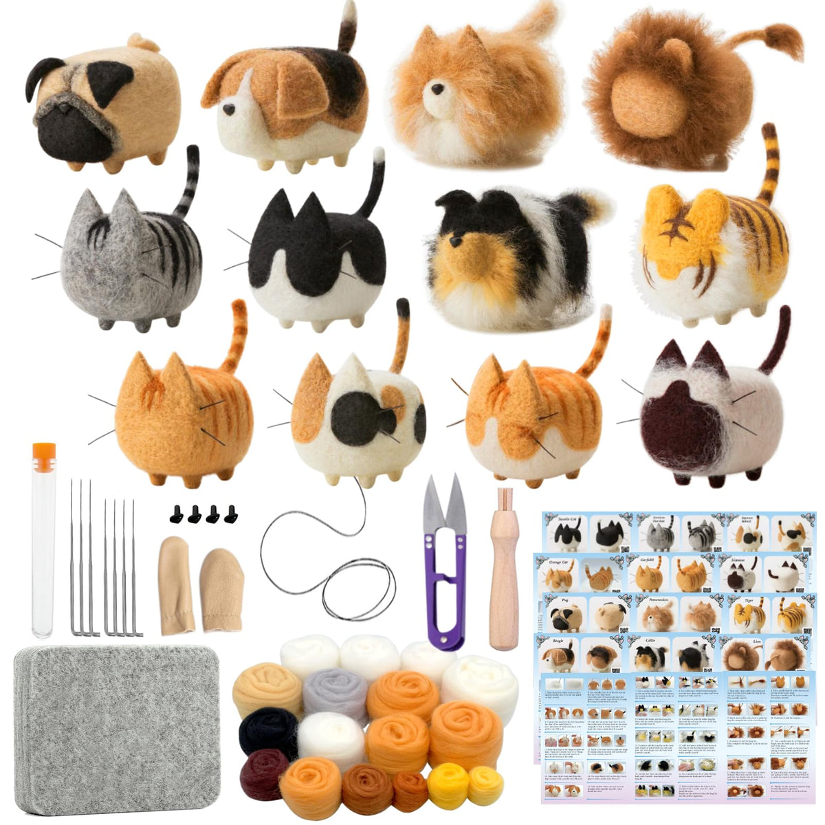 Truslin Needle Felting Kit, 12 Pcs Doll Making Needle Felting Starter Kit