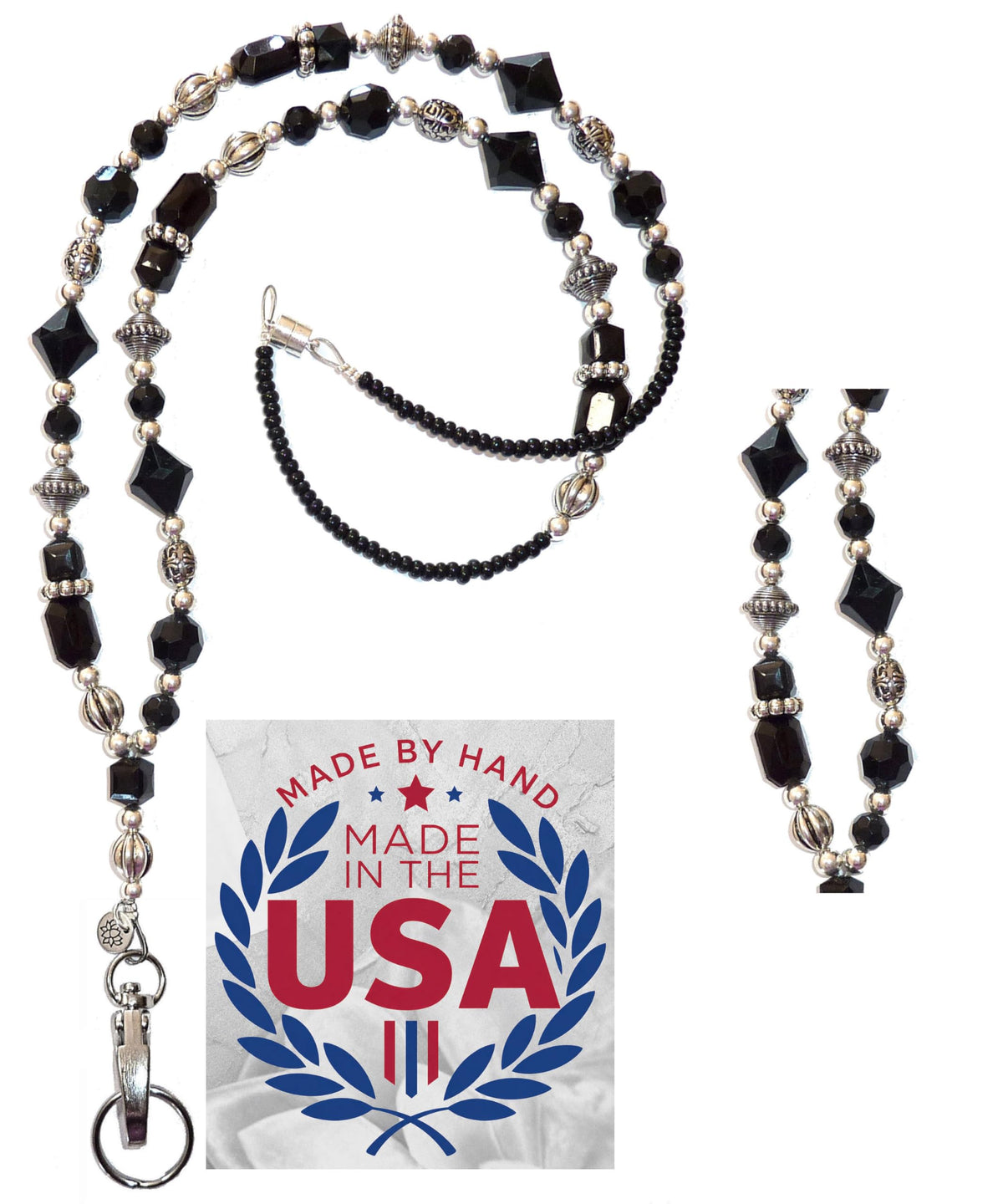 Hidden Hollow Beads Slim Style Women's Fashion Beaded Lanyard, 34" Jewelry Lanyard for ID Badge Holder and Keys