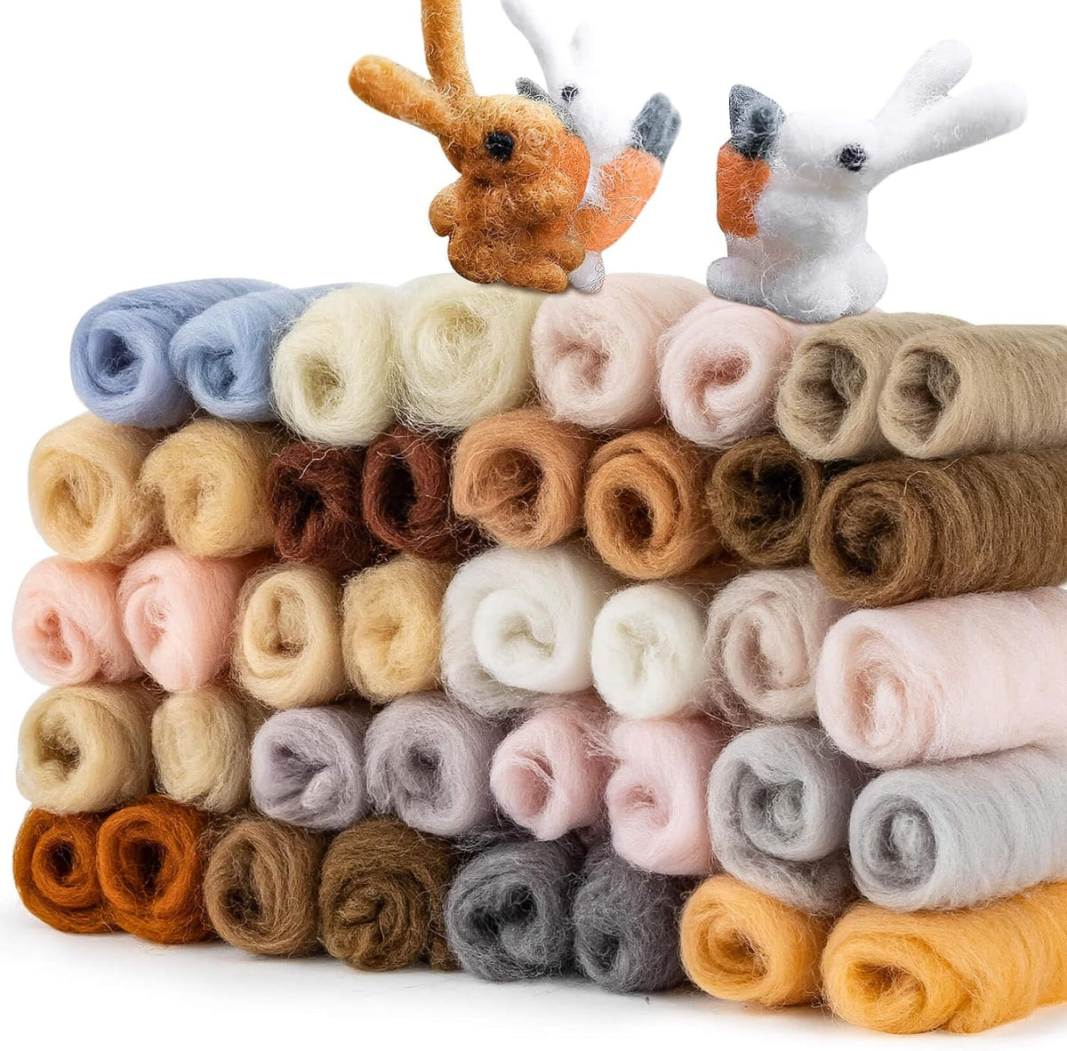 Sukh 40Packs Felting Wool Roving - 20 Colors Needle Wool Felt for Craft