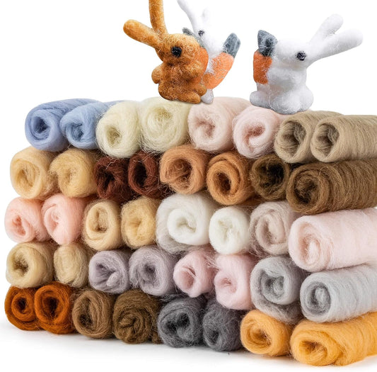 Sukh 40Packs Felting Wool Roving - 20 Colors Needle Wool Felt for Craft