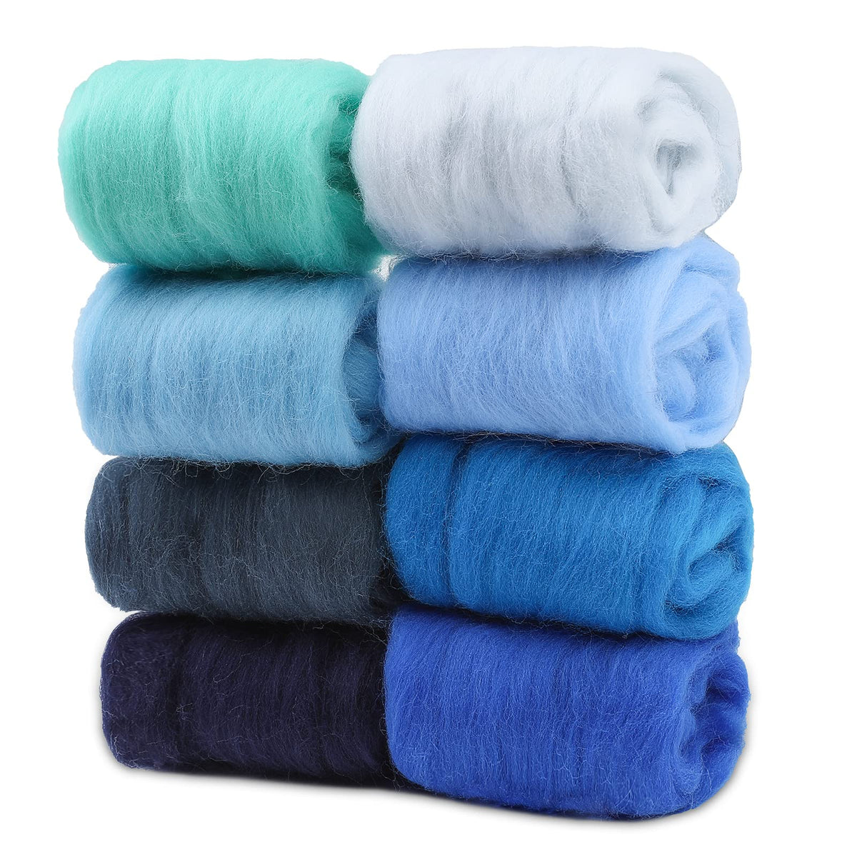 Wonvoc Needle Felting Wool 2.82oz /80g, 8 Colors Wool Roving (Summer)