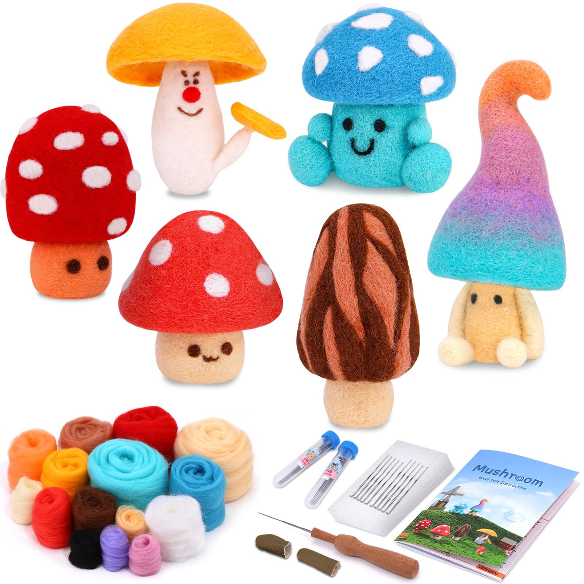 UOOU Needle Felting Kit, Mushroom Wool Felting Kit with Felted Supplies