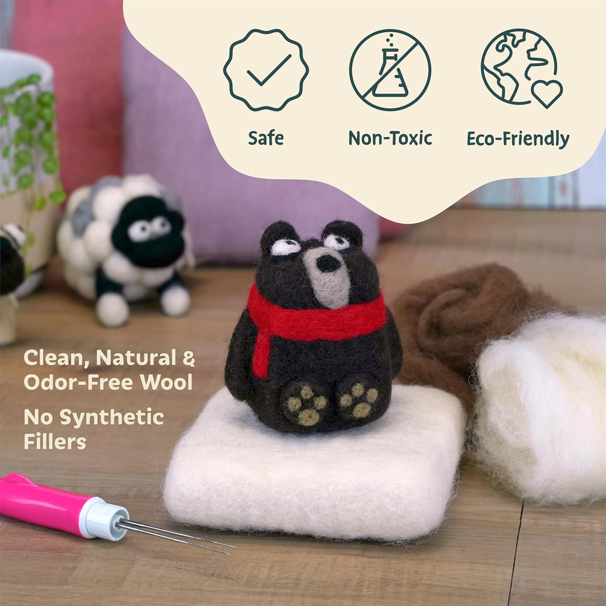 Woolbuddy Needle Felting Kit 40 Colors Wool Roving for Adults & Beginner