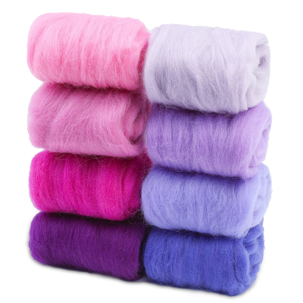 Wonvoc Needle Felting Wool 2.82oz /80g, 8 Colors Wool Roving (Summer)