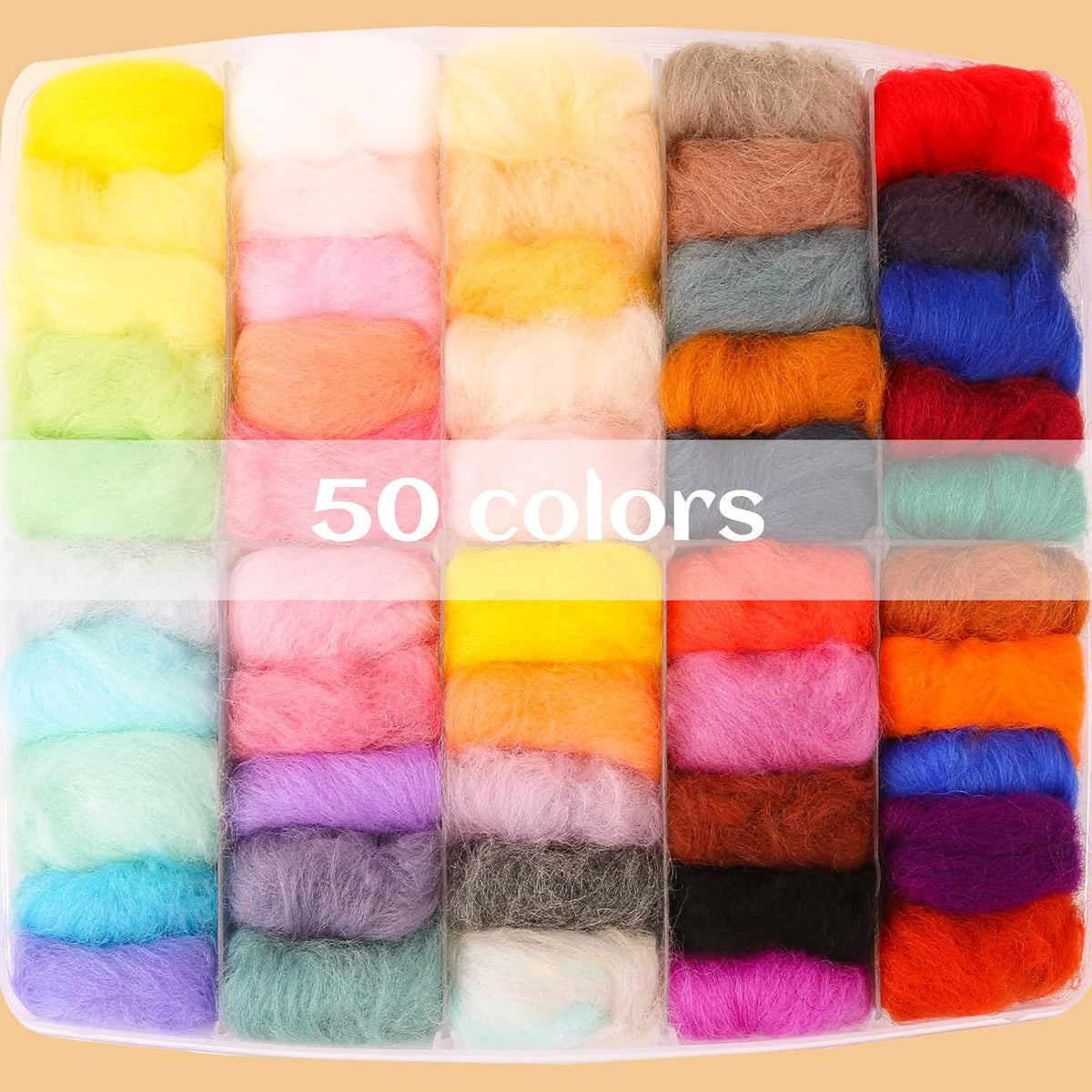 QMNNMA 241 Pcs Needle Felting Kit, 50 Colors Wool Felting Kit for Beginners