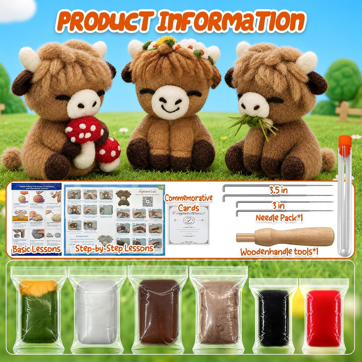 Voduynl Beginner Needle Felting Kit (Cow)