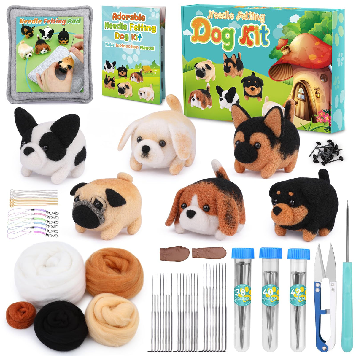 UOOU Needle Felting Kit, Mushroom Wool Felting Kit with Felted Supplies