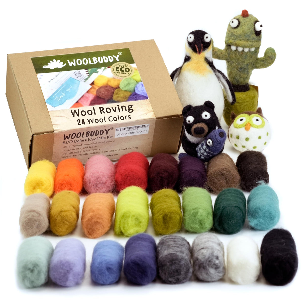 Woolbuddy Needle Felting Kit 40 Colors Wool Roving for Adults & Beginner