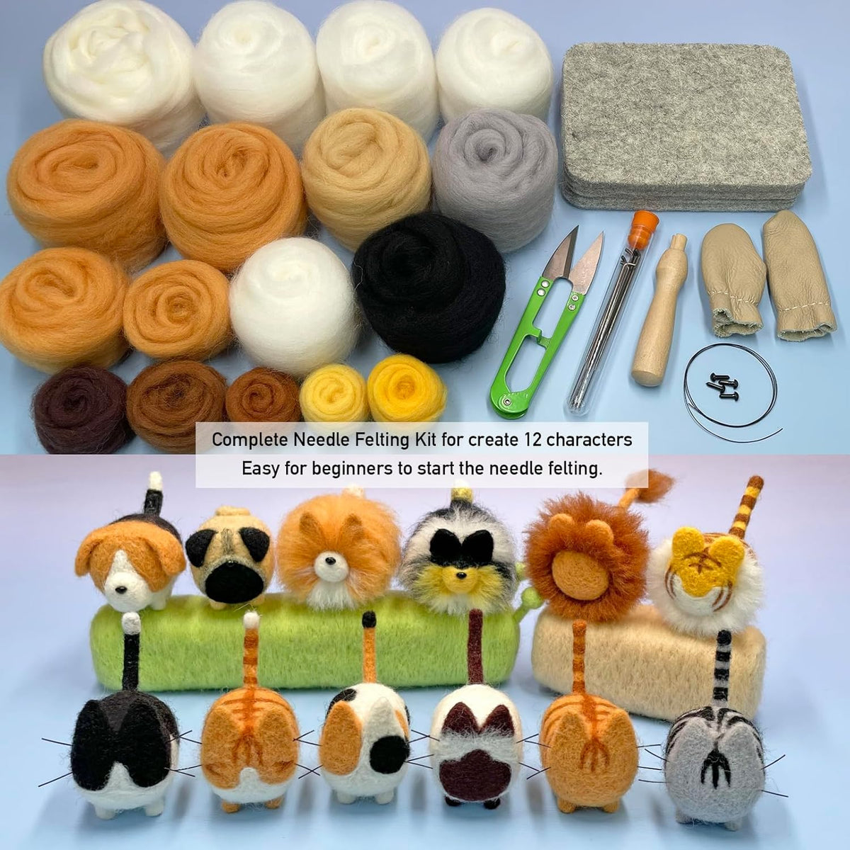 Truslin Needle Felting Kit, 12 Pcs Doll Making Needle Felting Starter Kit