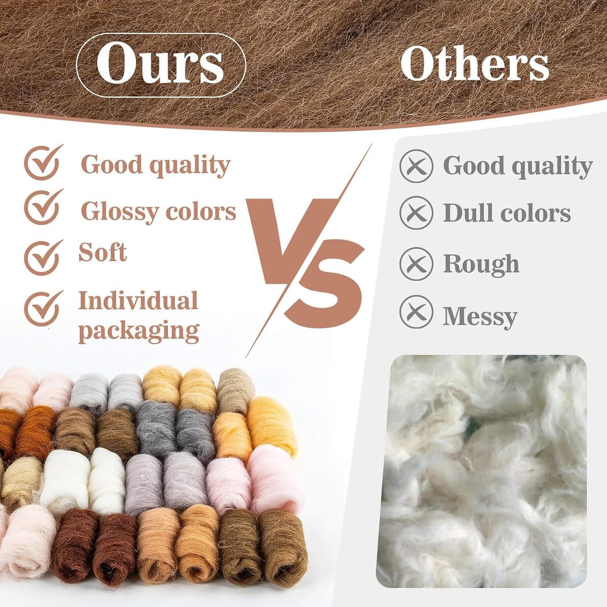 Sukh 40Packs Felting Wool Roving - 20 Colors Needle Wool Felt for Craft