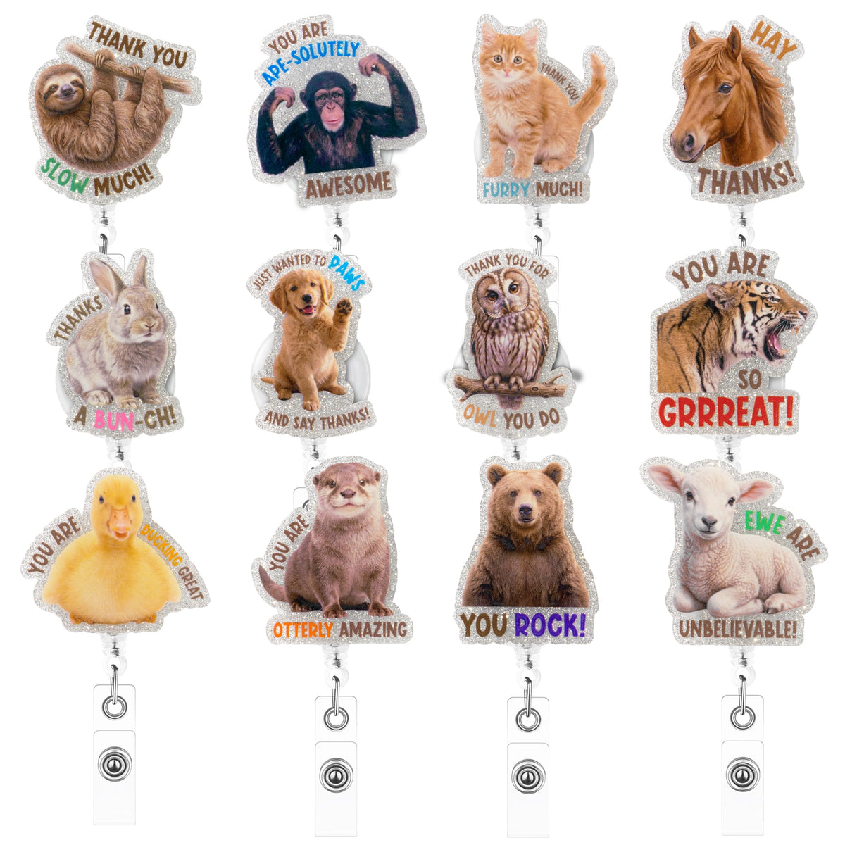 Eartim Cafecito Y Chisme Glitter Badge Reels Cute Coffee Name Tag Holders