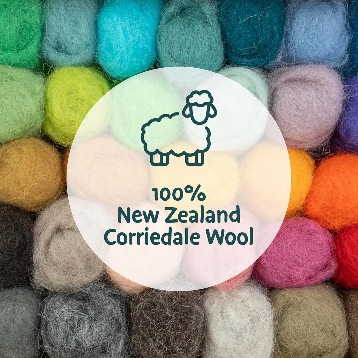 Woolbuddy Needle Felting Kit Beginner Set, 40 Colors, White Core Wool, Tool