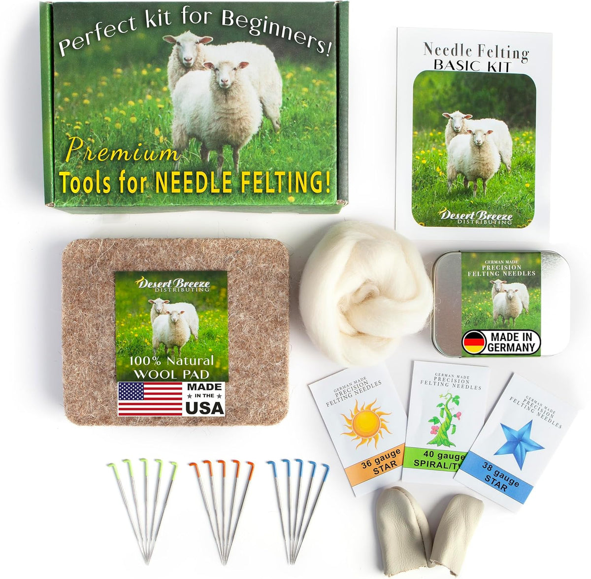 Needle Felting Kit, Basic Tools with 15 Groz-Beckert Needles, Pad & Case