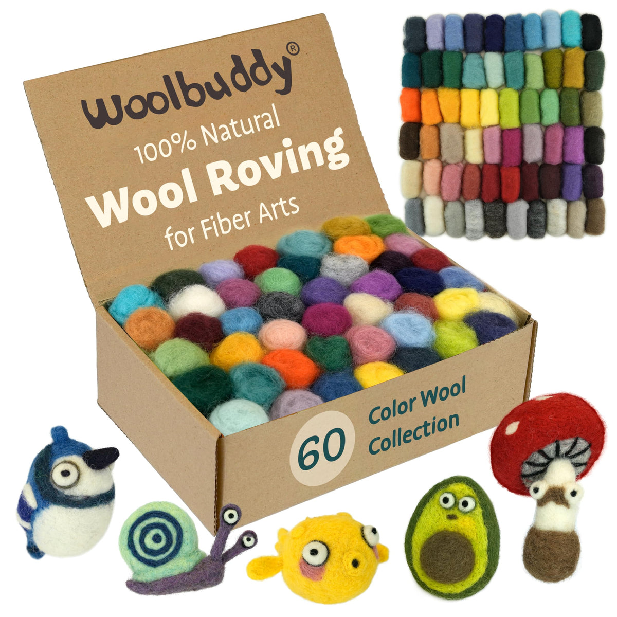 Woolbuddy Needle Felting Kit 40 Colors Wool Roving for Adults & Beginner