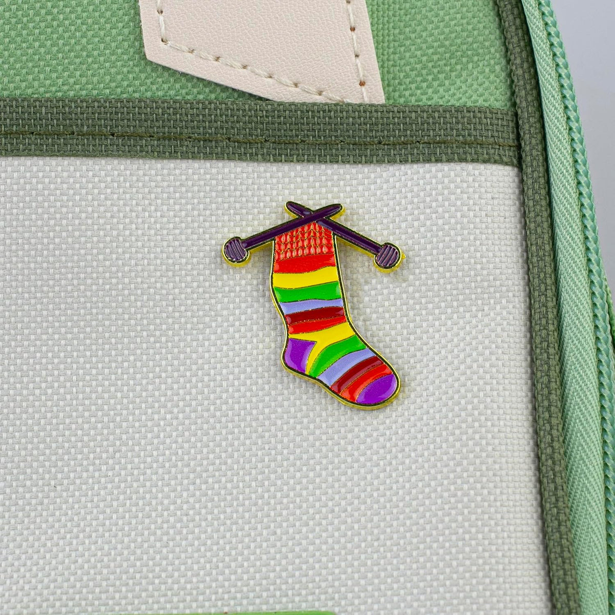 Colorful Knitting Sock Enamel Pin For Knitter Yarn Lover, Knitting Crafter Pin Brooch, Crafting DIY Crocheting Maker Brooch Badge, Handmade Fiber Arts Lapel Badges, Cozy Knitter Gift, Knitwear Jewelry Accessory
